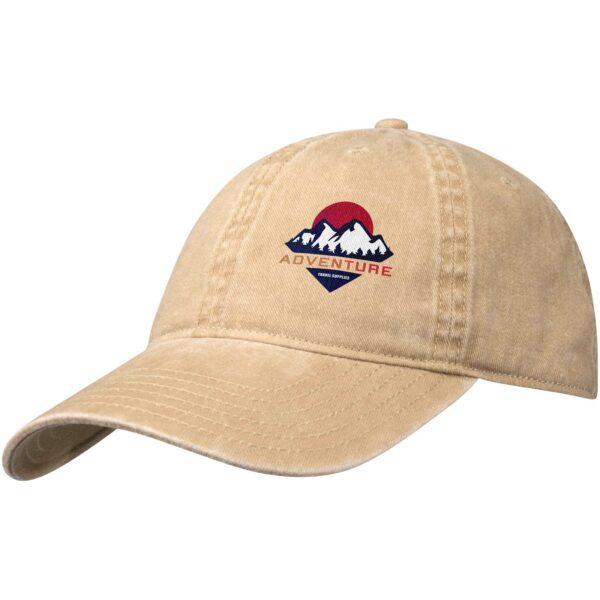 Grafton 6 panel washed cap – Oatmeal with logo