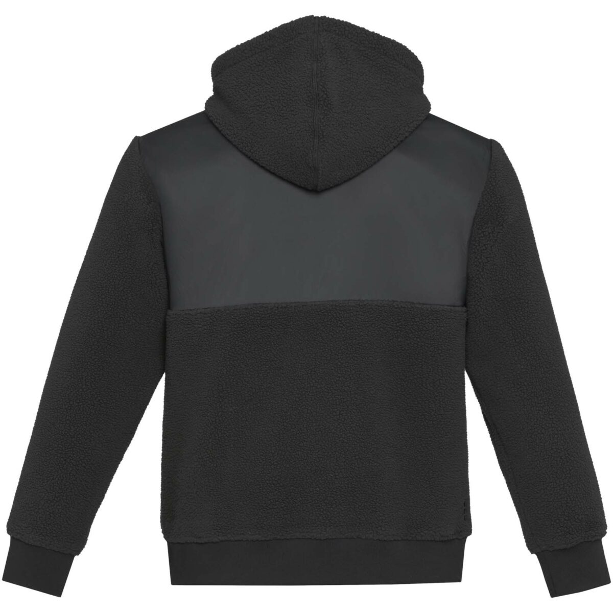 Evans unisex recycled sherpa fleece – Solid black back view