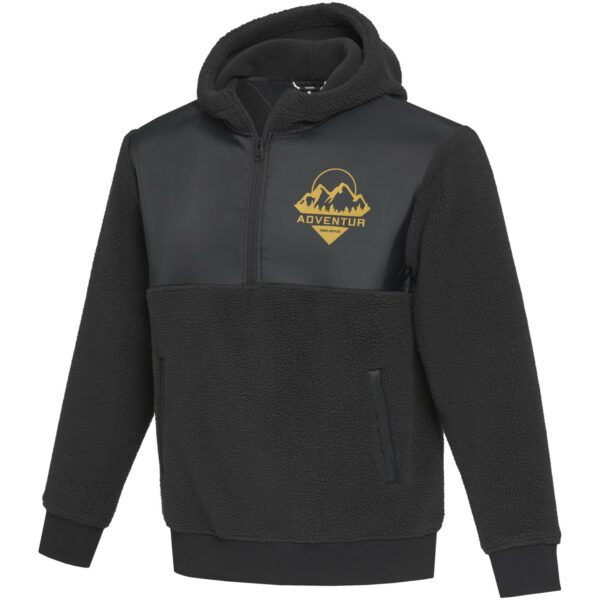Evans unisex recycled sherpa fleece – Solid black with logo