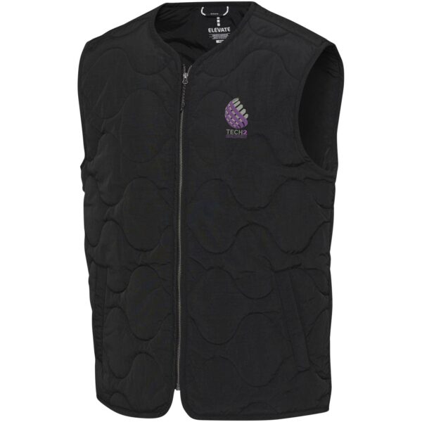 Quartz GRS recycled unisex quilted bodywarmer – Solid black with logo