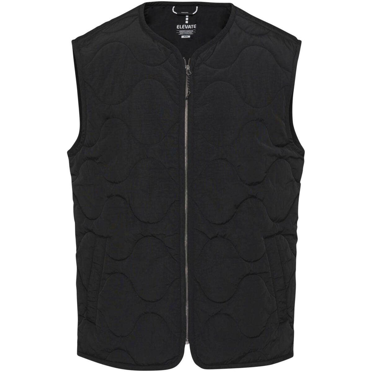 Quartz GRS recycled unisex quilted bodywarmer – Solid black front view