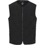 Quartz GRS recycled unisex quilted bodywarmer – Solid black front view