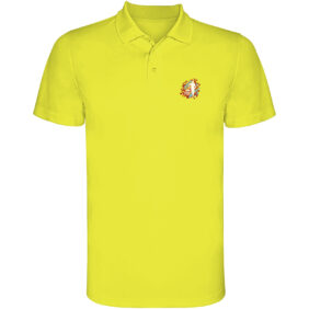 Monzha short sleeve kids sports polo – Fluor Yellow with logo