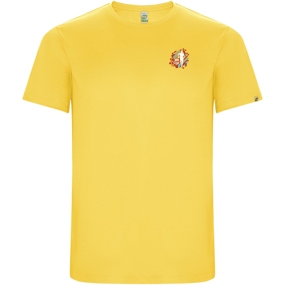 Imola short sleeve kids sports t-shirt – Yellow with logo