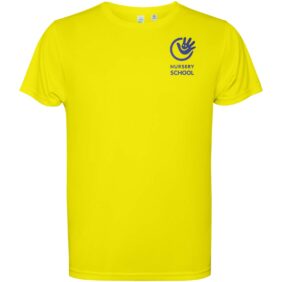Estoril short sleeve kids t-shirt – Fluor Yellow with logo