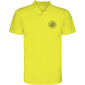 Monzha short sleeve men's sports polo – Fluor Yellow with logo