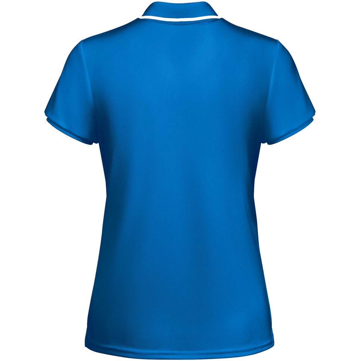 Tamil short sleeve women's sports polo – Royal blue back view