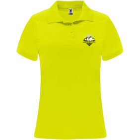Monzha short sleeve women's sports polo – Fluor Yellow with logo