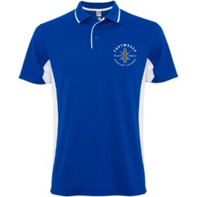 Montmelo short sleeve unisex sports polo – Royal blue with logo