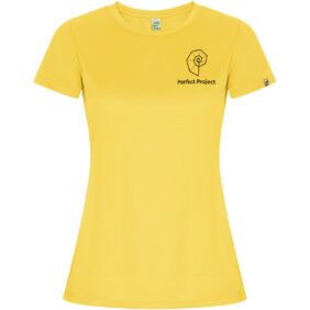 Imola short sleeve women's sports t-shirt – Yellow with logo