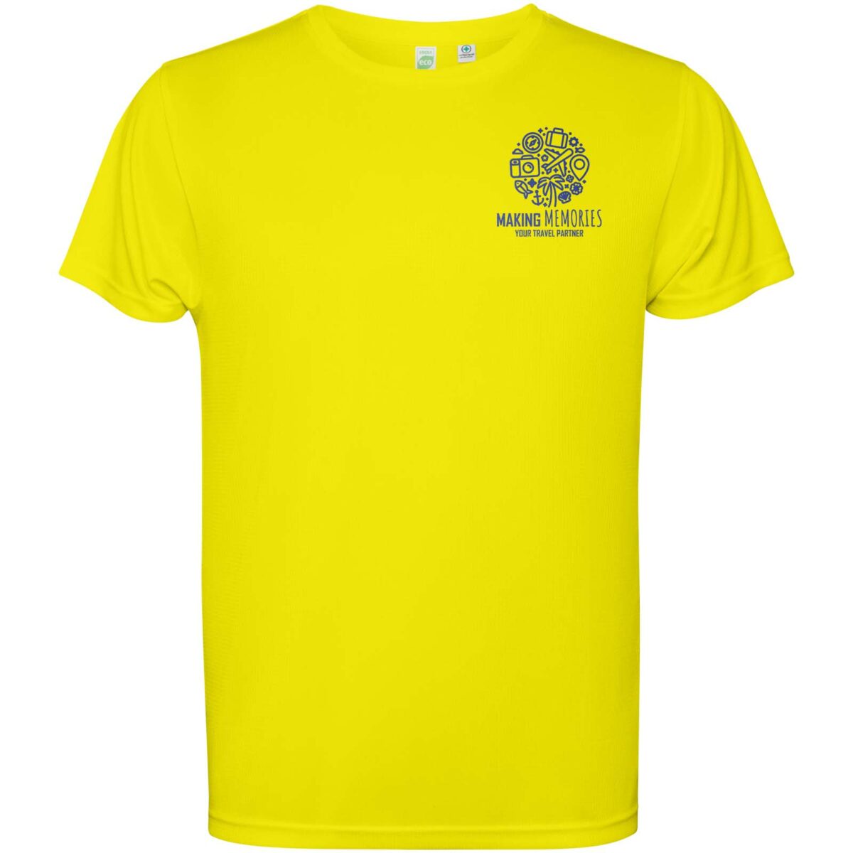 Estoril short sleeve men's t-shirt – Fluor Yellow with logo