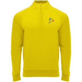 Epiro long sleeve unisex quarter zip sweatshirt – Yellow with logo