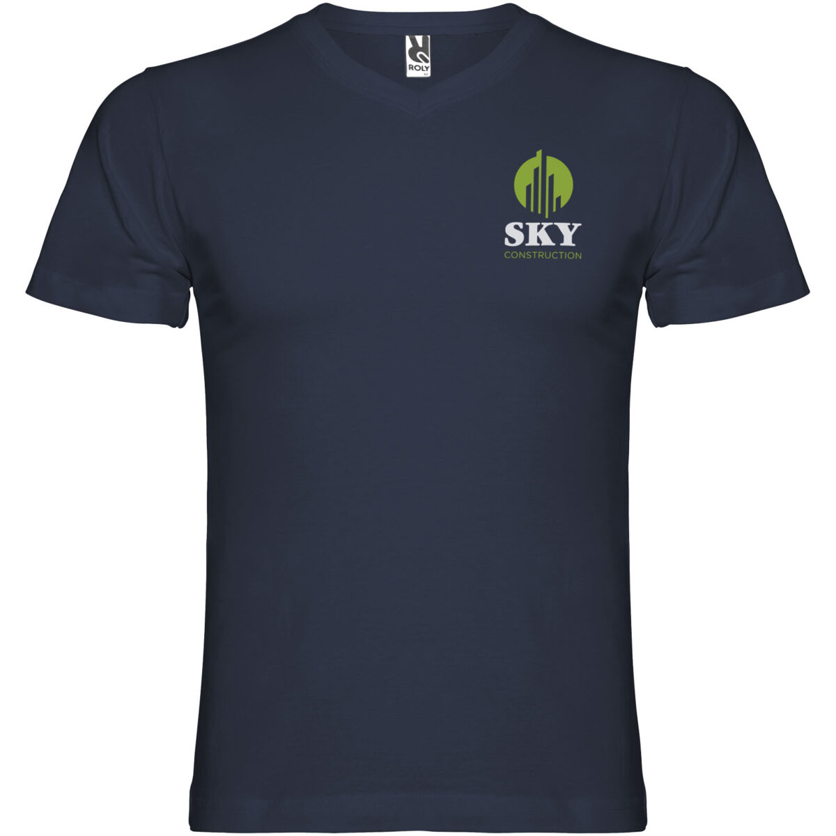Samoyedo short sleeve men's v-neck t-shirt – Navy Blue with logo
