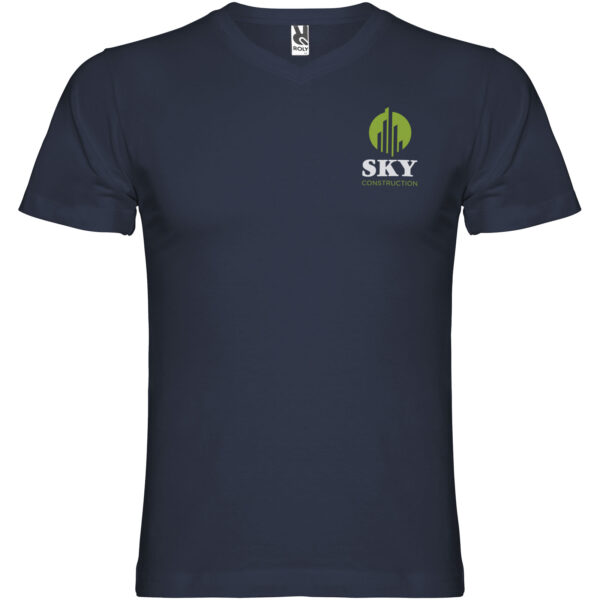 Samoyedo short sleeve men's v-neck t-shirt – Navy Blue with logo