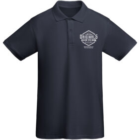Prince organic cotton short sleeve men's polo – Navy Blue with logo