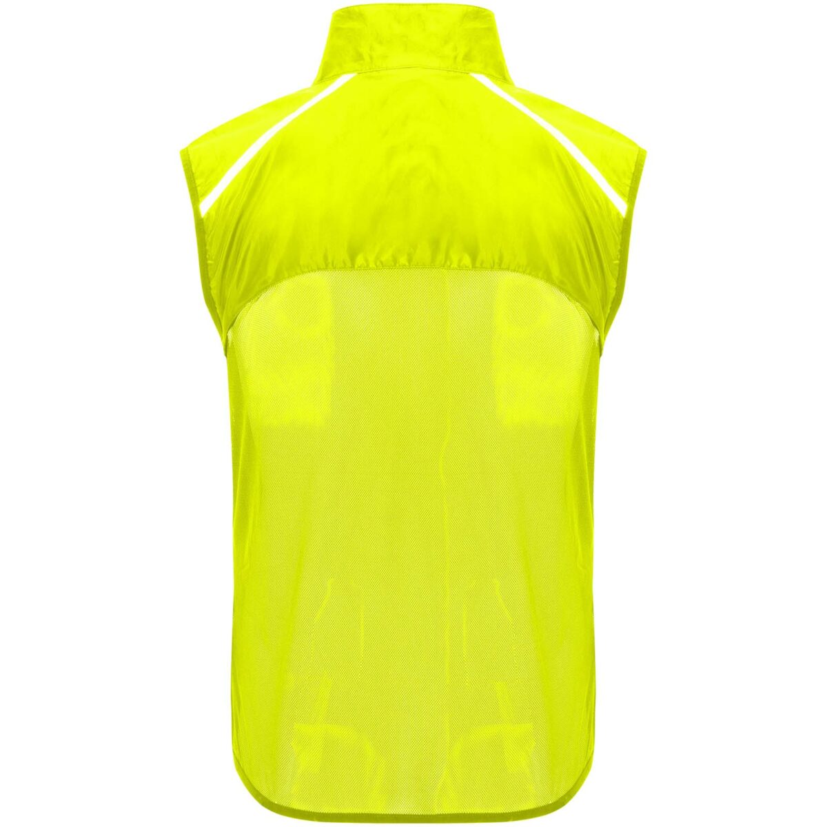 Jannu unisex lightweight running bodywarmer – Fluor Yellow back view