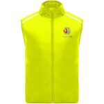 Jannu unisex lightweight running bodywarmer – Fluor Yellow with logo