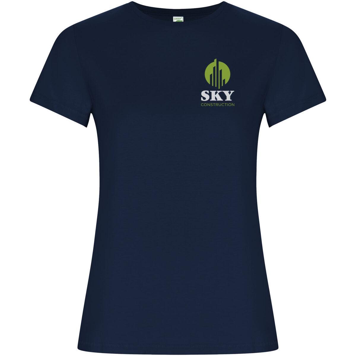 Golden short sleeve women's t-shirt – Navy Blue with logo