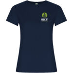Golden short sleeve women's t-shirt – Navy Blue with logo