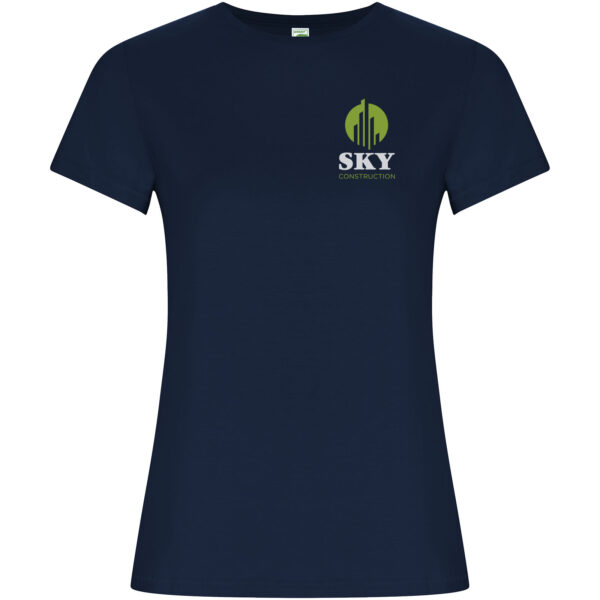 Golden short sleeve women's t-shirt – Navy Blue with logo
