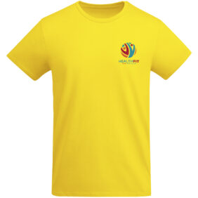 Breda organic cotton short sleeve men's t-shirt – Yellow with logo