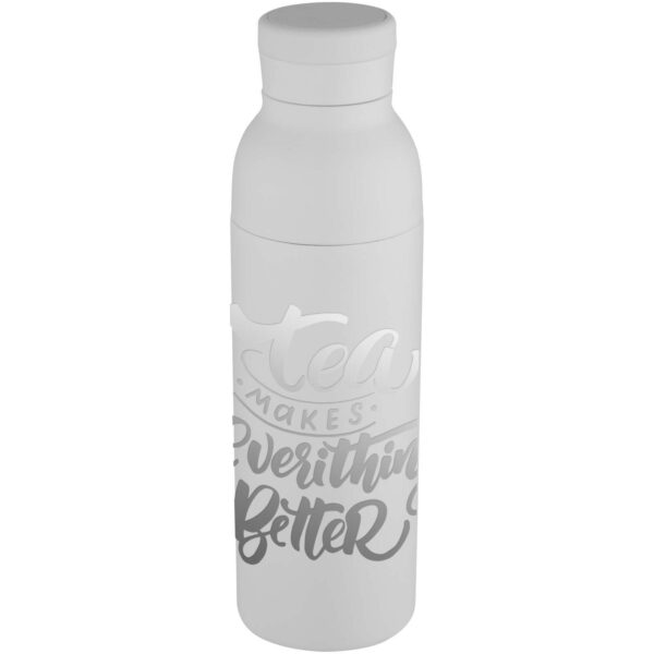 Illuminate 650 ml RCS recycled stainlesss steel double wall insulated water bottle – White with logo