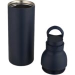 Illuminate 650 ml RCS recycled double wall stainless steel water bottle with 3-piece lid set – Navy extra3 view