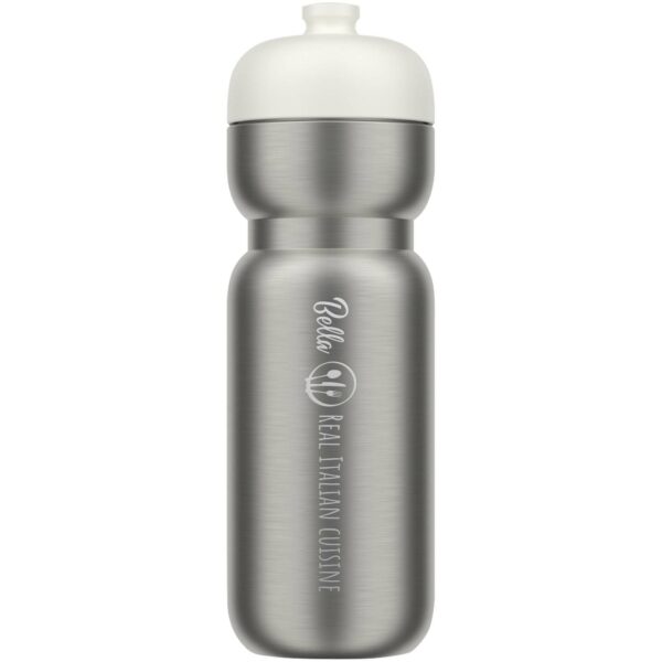 Mepal Pull 800 ml stainless steel sport bottle – White with logo