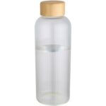 Mirage 650 ml single-walled borosilicate glass bottle with bamboo lid – Transparent main view