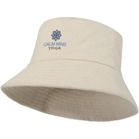 Howson recycled corduroy sun hat – Sandstone with logo