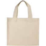 Odessa 220 g/m² GRS recycled cotton mini gusset tote bag 9L – Natural back view
