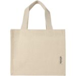 Odessa 220 g/m² GRS recycled cotton mini gusset tote bag 9L – Natural front view