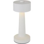 Aludra rechargeable dimmable table lamp with 3 light modes – White with logo